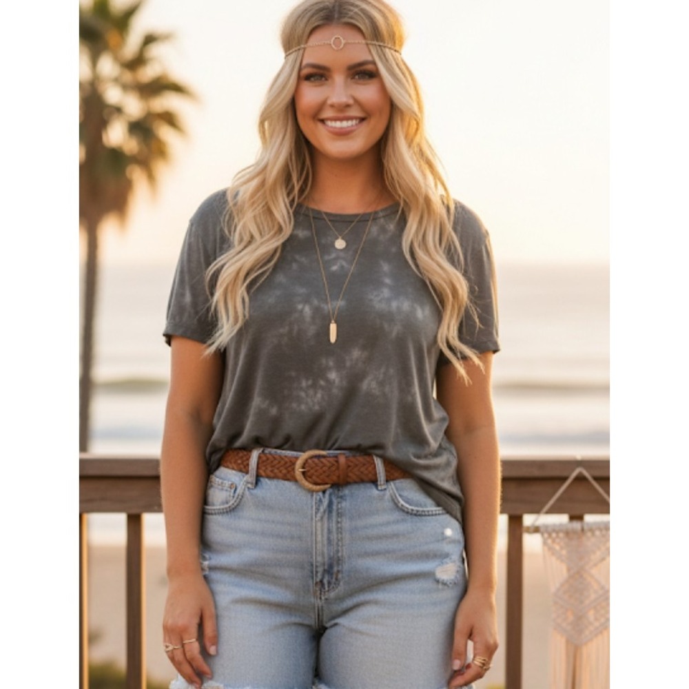 Member's Mark luxe‎ tie dye tee ultra soft neck relaxed XL boho T-shirt 34306